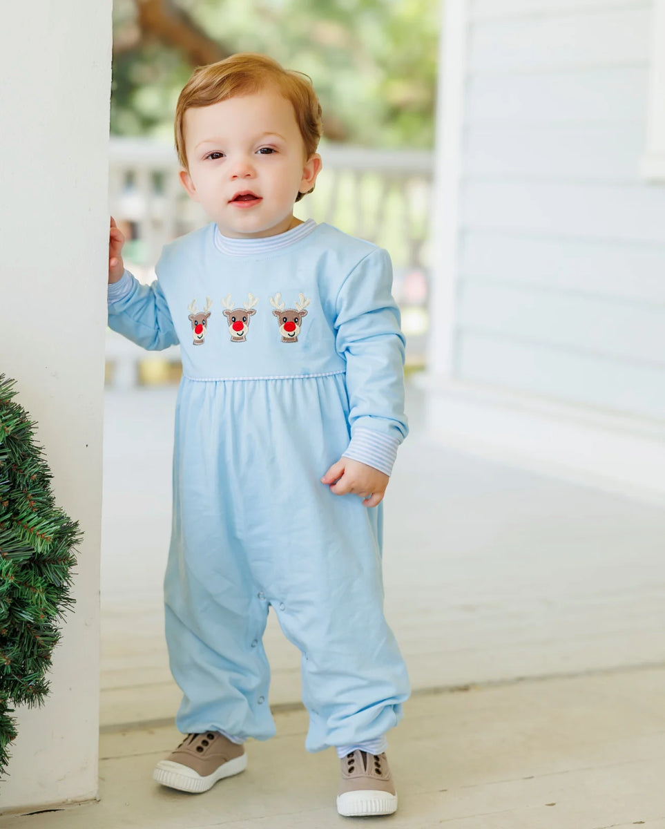 Run Run Rudolph Romper- Blue