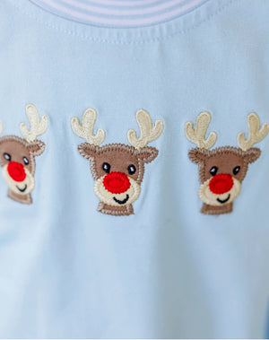 Run Run Rudolph Romper- Blue