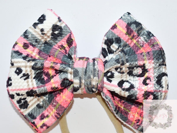 Leopard plaid 5” bow