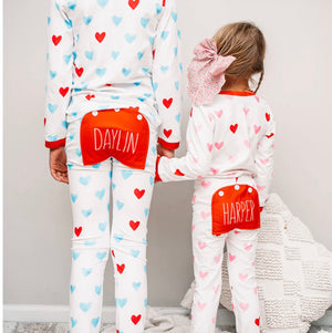 Pink heart buttflap pjs