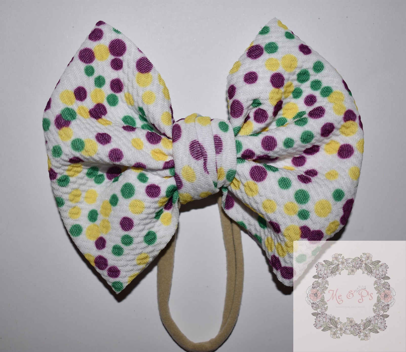 Mardi Gras Polka Dots 5” Bow