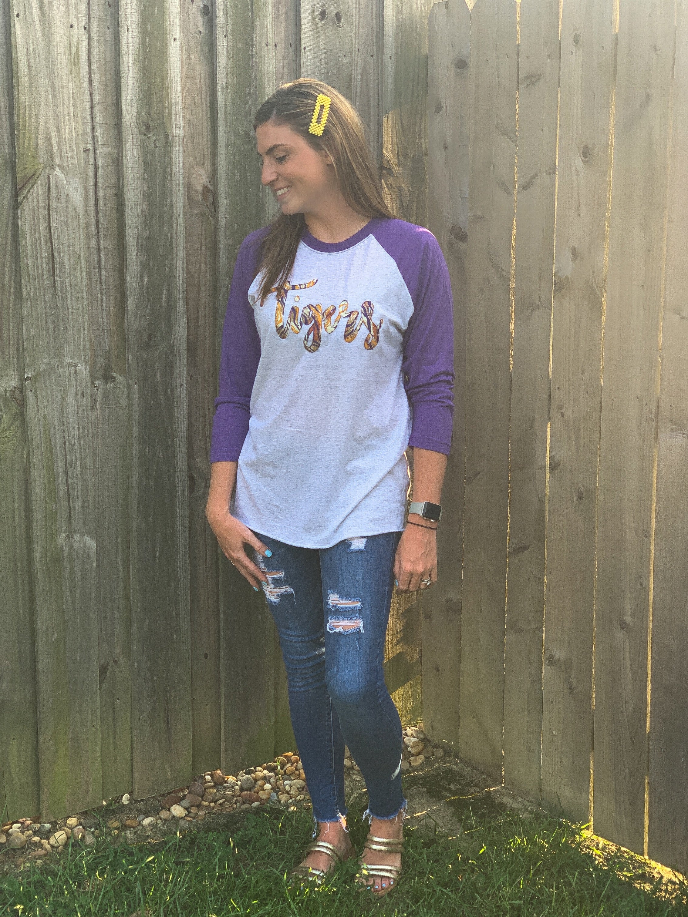 Adult tigers tee- purple and gray