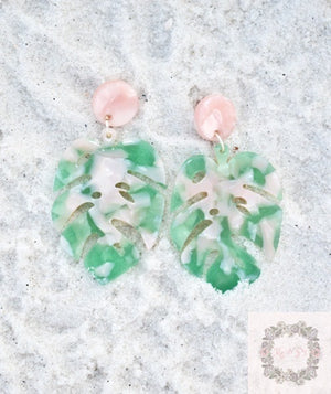 Pink palm earrings