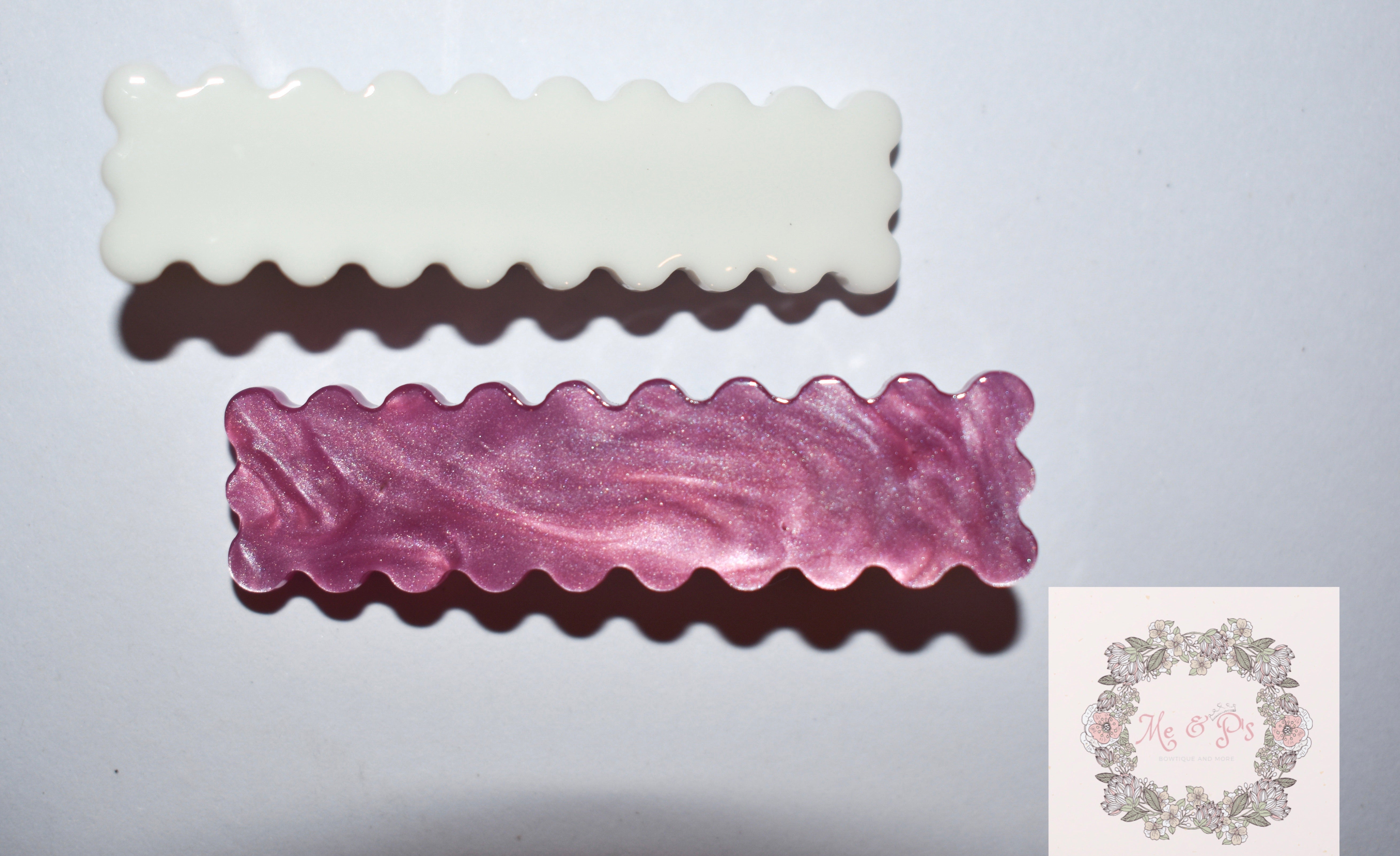 Pink and White alligator clips