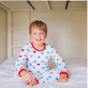 Blue heart buttflap pjs